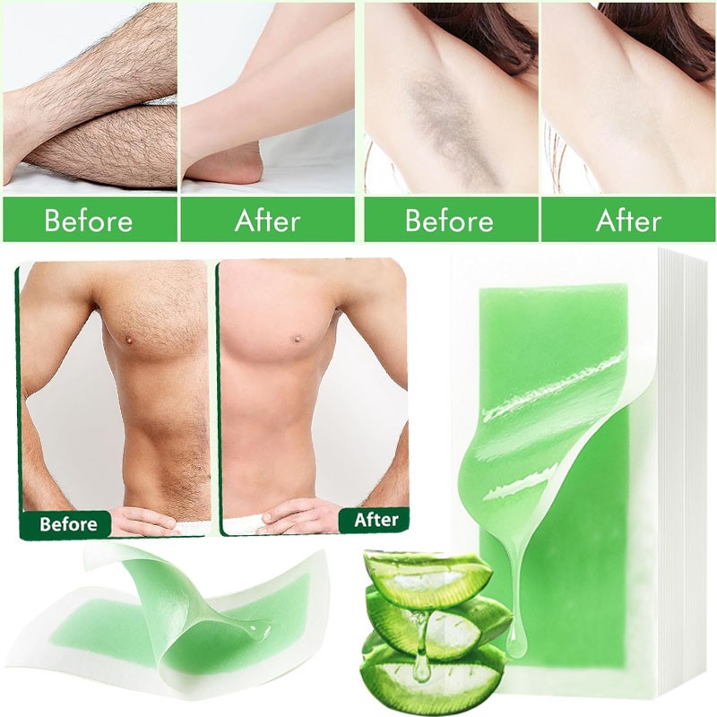 Hair Removal Paper Double Sided Cold Wax Strips Body Depilatory Patch Skin