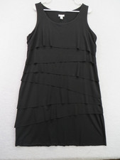 Chico's Dress Womens Size 12 Black Sleeveless Tiered Sheath Little Black Stretch