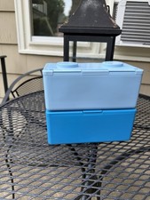 2 Vintage Chubs Plastic Stackable Containers Baby Wipes Holder Boxes BLUE