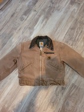 Carhartt YYJ97 BRN Detroit Fleece Lined Faded Youth Jacket Size 8 Medium