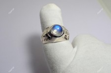 Vintage Rainbow Moonstone Ring 925 Sterling Silver Size 9.5 Boho Statement