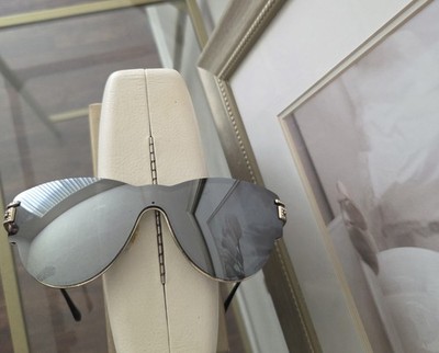 VERSACE 2172 GRECA STARS Crystal 0VE2172B Pale Gold Metal Mirrored Sunglasses