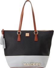 New NFL Dooney & Bourke Large Tobi Tote Bag Raiders Las Vegas Black Gray Leather