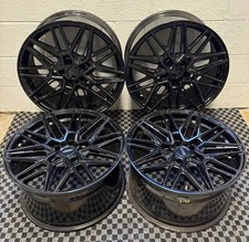 Set Of 4 Staggered Vossen Hf-7 Wheel Black Rear 19x10 Front 19x9 5x114.3 28mm