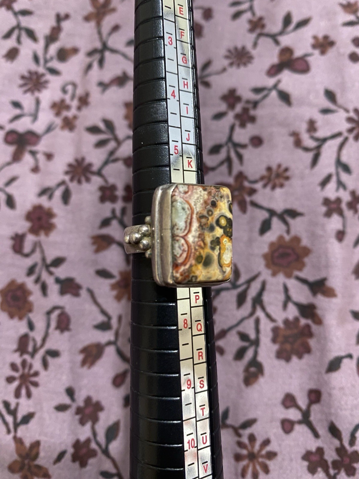 Handcrafted Jasper Multicolor Statement Ring 925 … - image 3