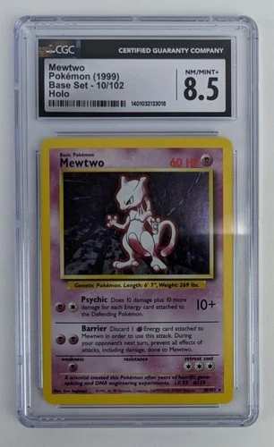 1999 Mewtwo Holo - Pokémon Base Set 10/102 - Vintage Card - CGC 8.5 NM+