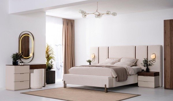 Schlafzimmer Set Luxus Komplettes Bett 2X Nachttisch Schminktisch 4Tlg Neu-image
