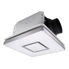 90 CFM Silver Square Ceiling Exhaust Bathroom Vent Fan w/ Dimmable LED Light