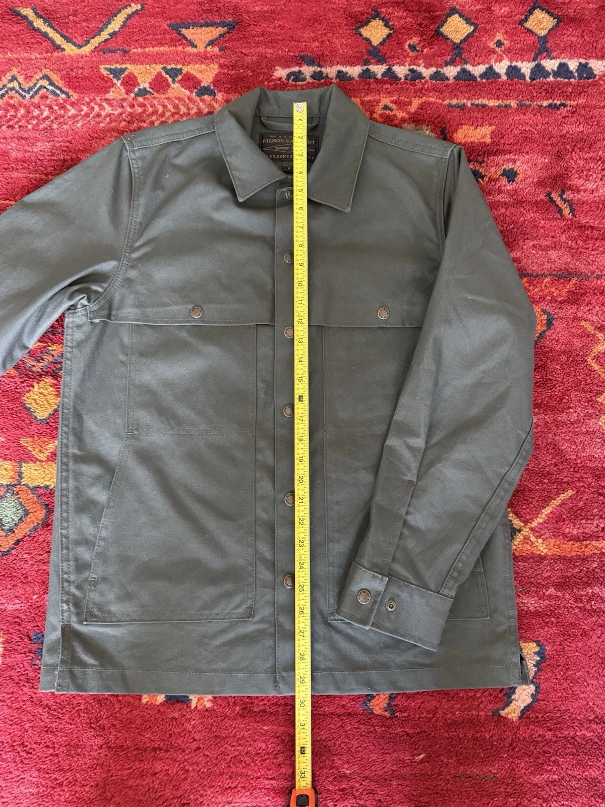 Filson Dry Tin Jac Shirt Made In USA Otter Green Size S image 3