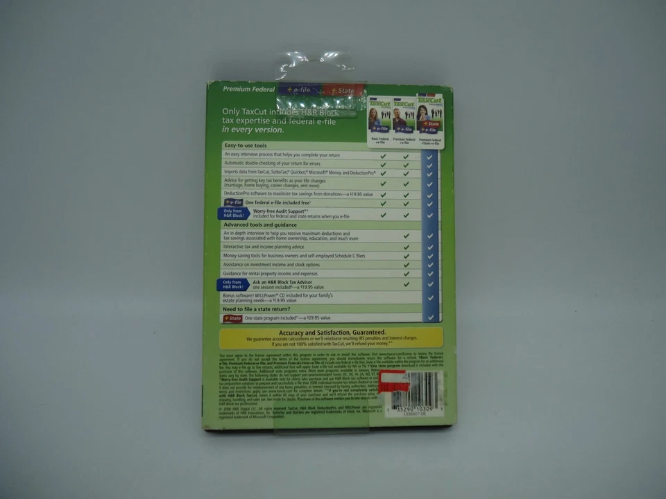 H&R Block Taxcut Premium Federal 2008 For Windows & Mac New (GD) - Image 2 of 2