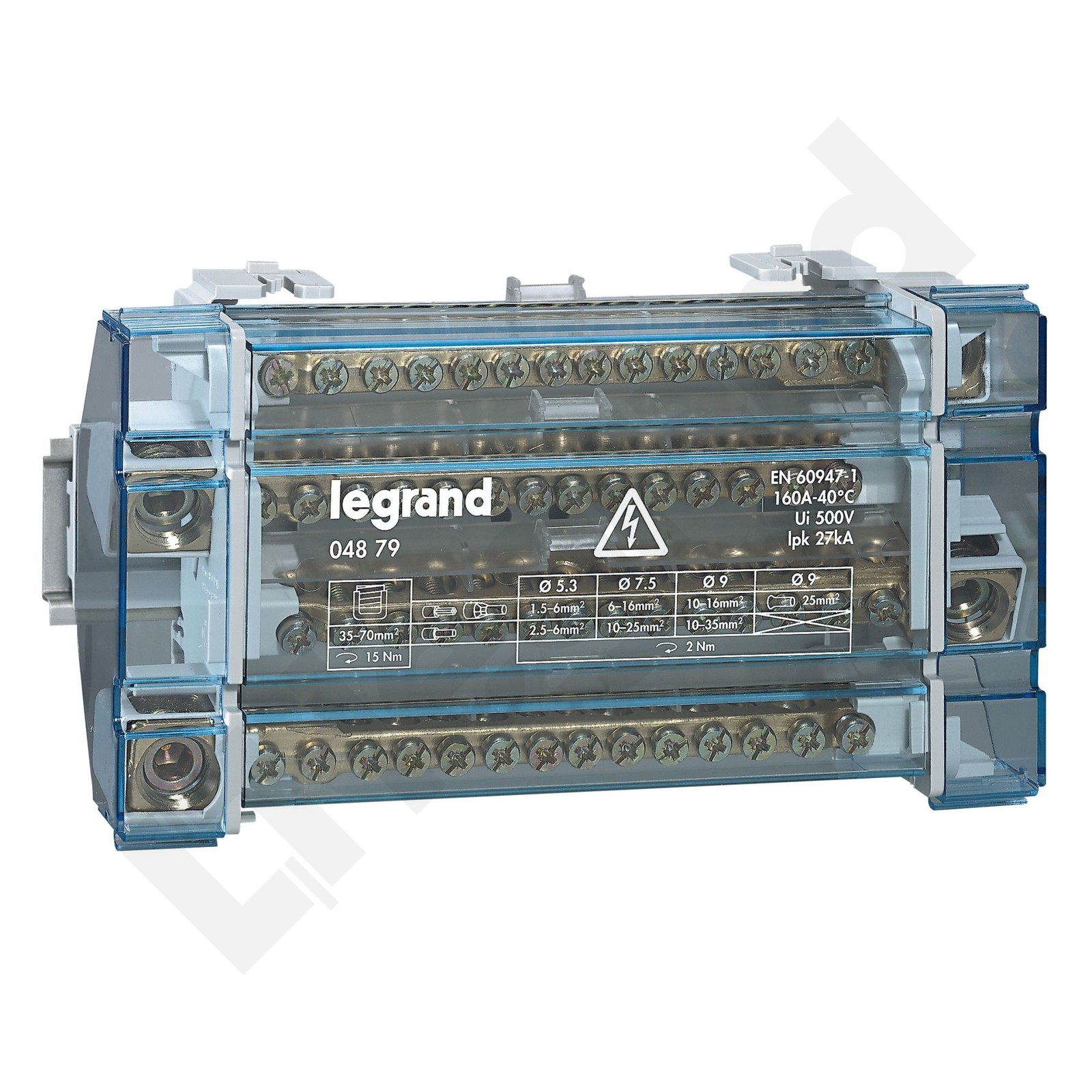 BR Modular Distribution Block 160A 4P 10M 1X 70.0/ 2X FI8.5, 4X