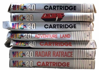 LOT OF 7 | Game Cartridges with Boxes for Commodore VIC-20 Vintage Home Computer