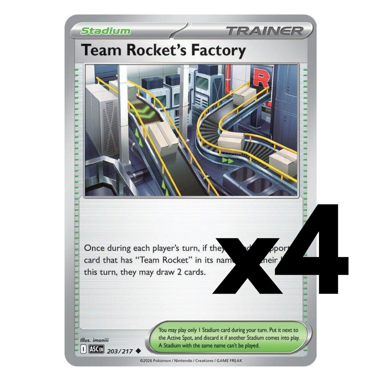 4x Team Rocket's Factory 203/217 ME: Ascended Heroes (ASC) Pokemon Playset x4