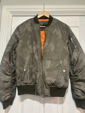 ASOS Design Men’s Camo Bomber Jacket - Orange Quilted Lining - Small