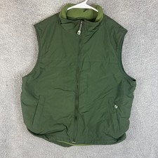 L.L.Bean Vest Mens Large Green Nylon Fleece Lined Insulated Full Zip Outdoor