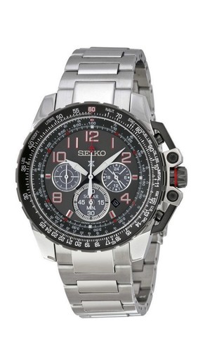 Seiko SSC315 Prospex Steel 44 mm Chronograph Black Dial Solar Sport Men's Watch