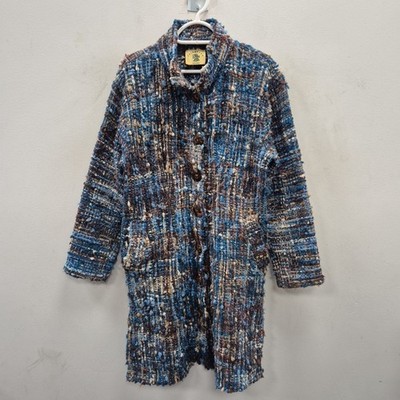 Pachamama Azteken Wolle Handarbeit Grob Bunt Boho Mantel Jacke Größe Small