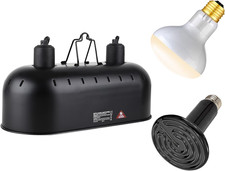 Dual Reptile Light Fixture,Reptile Heat Lamp Fixture with 150W Basking Bulb Cera