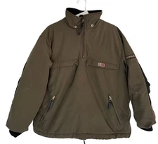 VTG Napapijri Skidoo Anorak Jacket Mens LG Voyage Army Green DuPont w/Side Zip