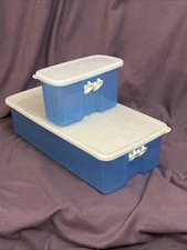 2 Tupperware long 8 1/2 c + mini 1 1/2 cup Fridgesmarts vents fruit vegetables