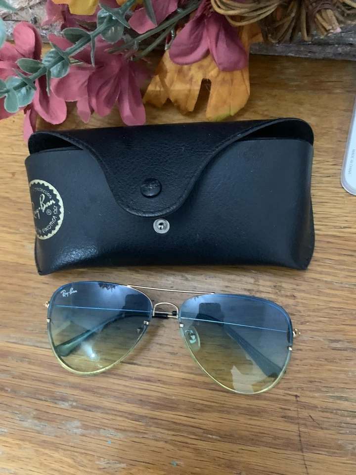 Ray-Ban RB3025 Aviator Sunglasses Gold Arista Pink Silver  Lens 55mm Case, photo 1 of 5