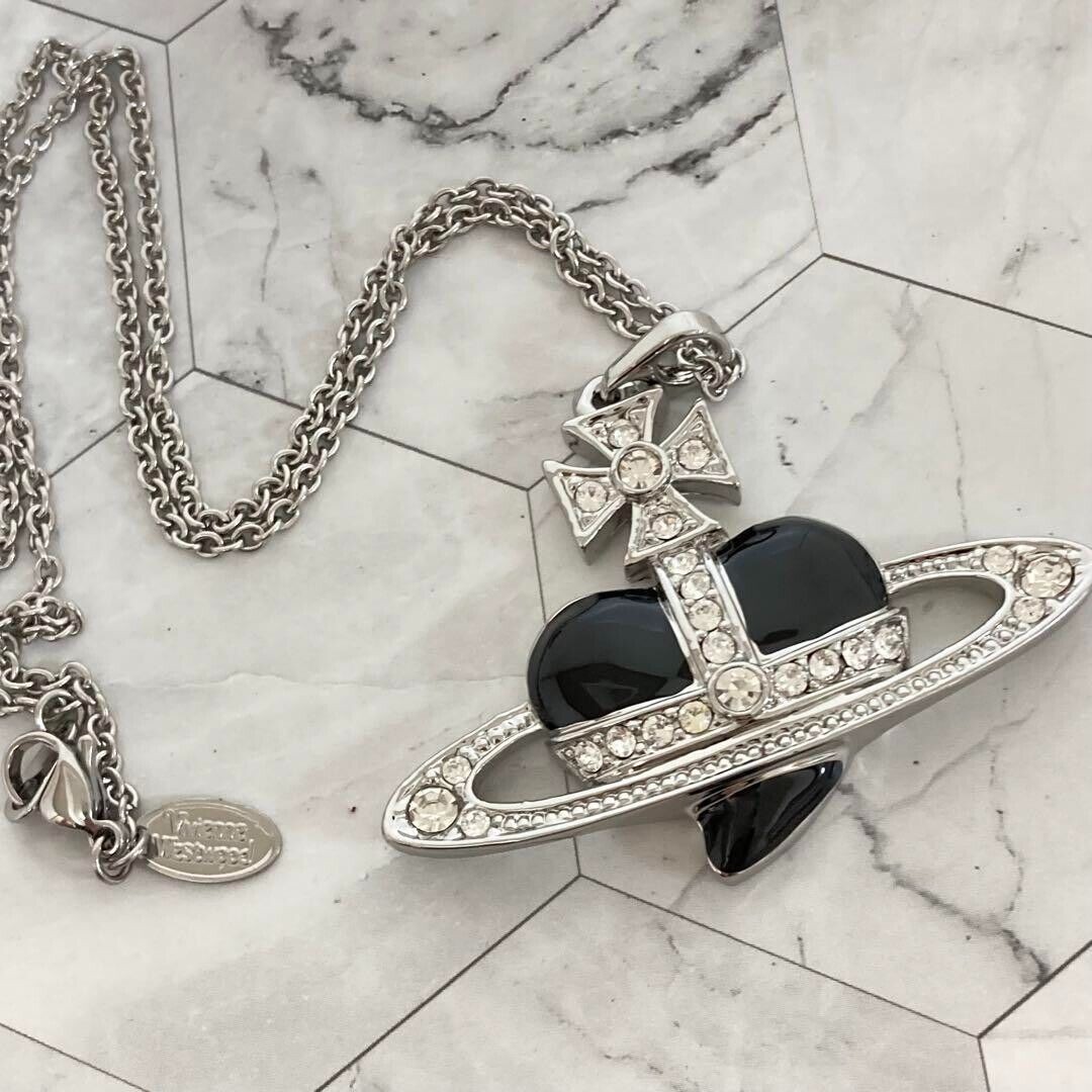 アクセサリー Vivienne Westwood DIAMANTE HEART PENDANT Vivienne Westwood Diamante Heart Necklace Pink No box Outlet