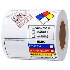 Chemical Safety Labels 4X3 Inches MSDS Stickers with GHS NFPA HMIS Pictograms