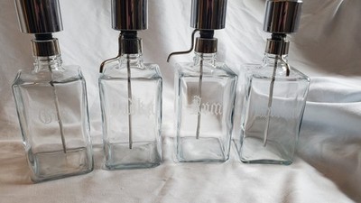 VINTAGE GLASS LIQUOR PUMP DISPENSER DECANTERS Vodka Rum Bourbon Gin