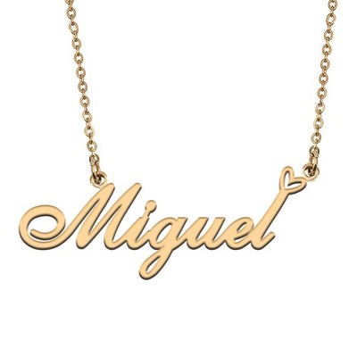 Miguel Name Necklaces for Women Stainless Steel Custom Name Necklaces Pendant Je