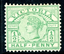 Australia 1899 Victoria QV ½p Emerald Perf 12½x12¼ SG #331 Mint X795