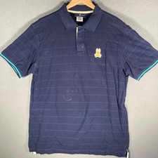 Psycho Bunny Polo Shirt Mens XL Navy Blue Striped Short Sleeve Logo