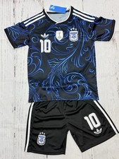 Youth Messi Jersey  Short Kit Argentina 26  Away Kids Soccer Set SMALL 24 