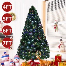 Pre Lit Artificial Christmas Tree with LED Lights Metal Stand Xmas 4/5/6/7FT US