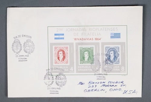MayfairStamps Argentina FDC 1966 Rivadavias 1864 Souvenir Sheet First Day Cover