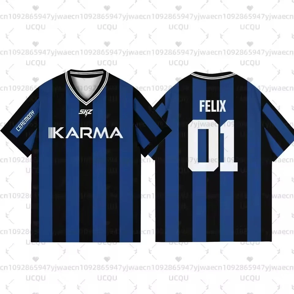 Camiseta deportiva stKPOP STRAY KIDS 'Karma' álbum cuello en V diseño S-4XL Foto 3 de 4