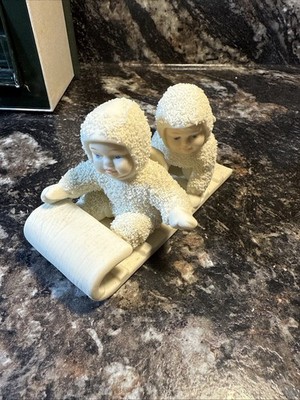  Down the Hill We Go  Vintage Snowbabies Sled Figurine Department 56 Winter Tale