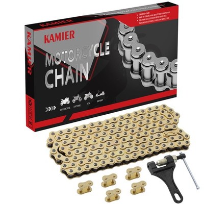 KAMIER 428 Motorcycle Chain 132 Link Gold with Chain Breaker for TTR125 TTR22...