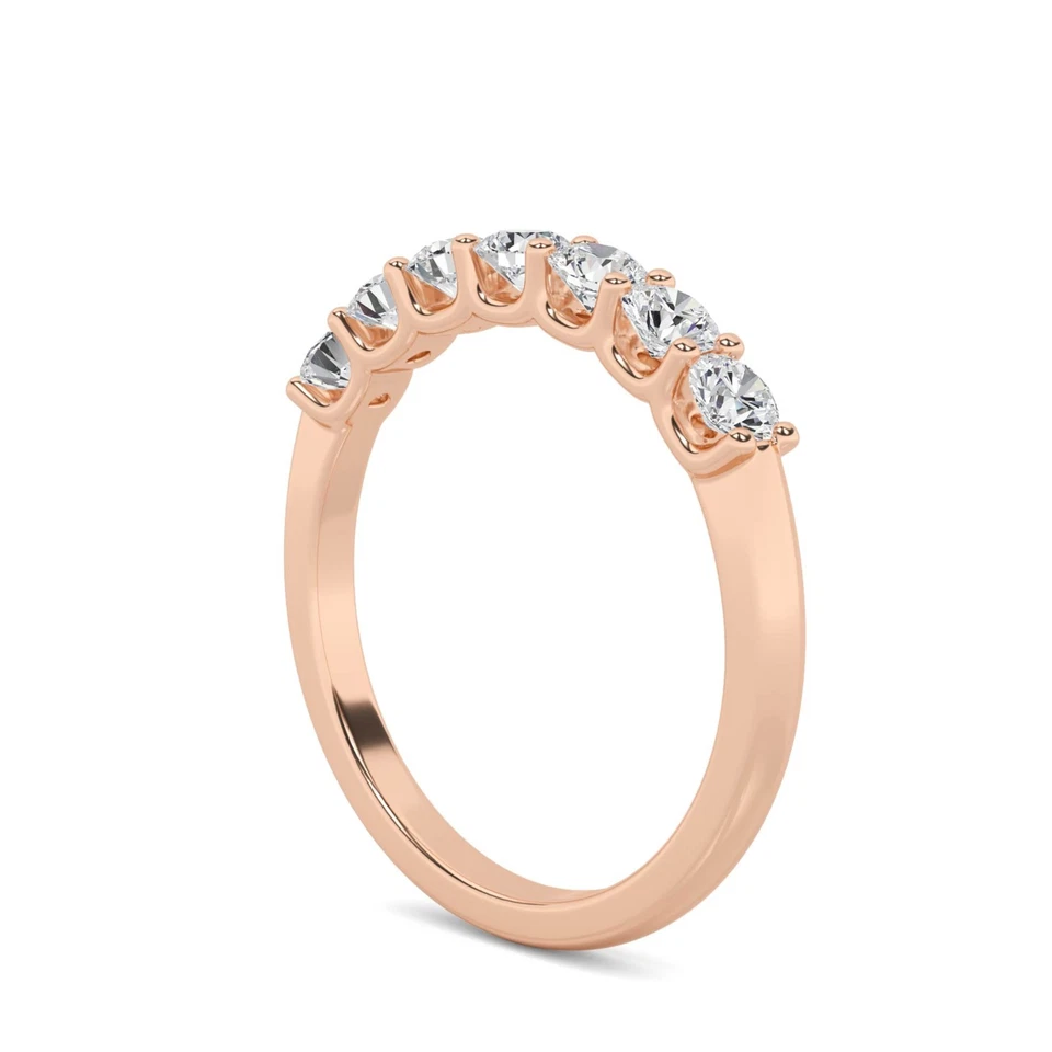 Round 7 Stone Lab Created Diamond Ring 14K Rose Gold Plated Ring - Image 3 of 4