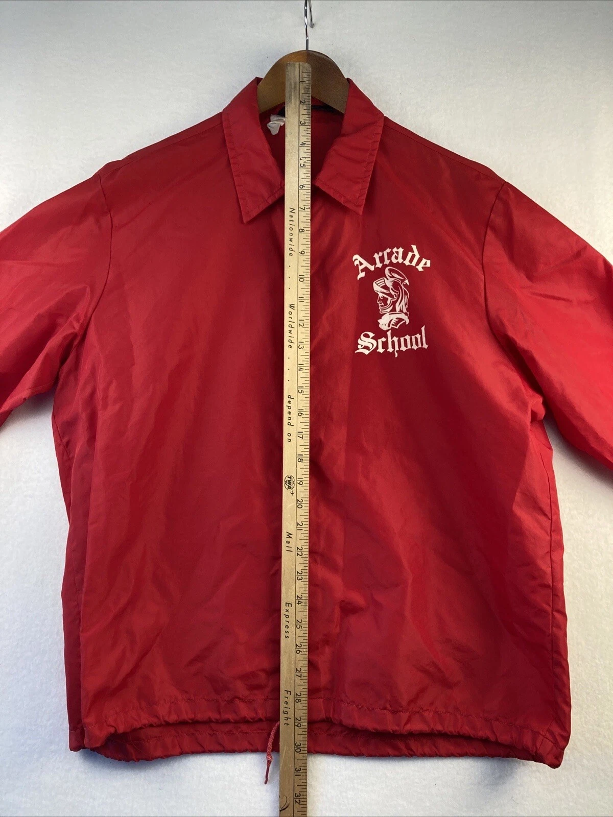 COACH Giacca a vento vintage Champion nylon rosso made in USA uomo grande scuola arcade