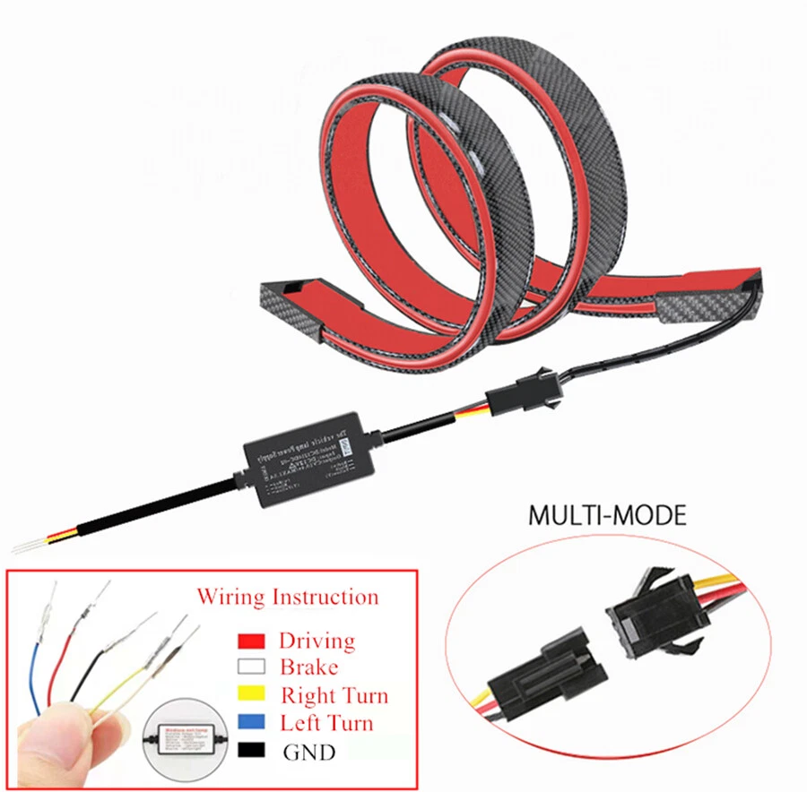 Luz trasera de freno de ajuste de ala de alerón LED 12V 120 cm para coche estilo fibra de carbono Foto 2 de 4