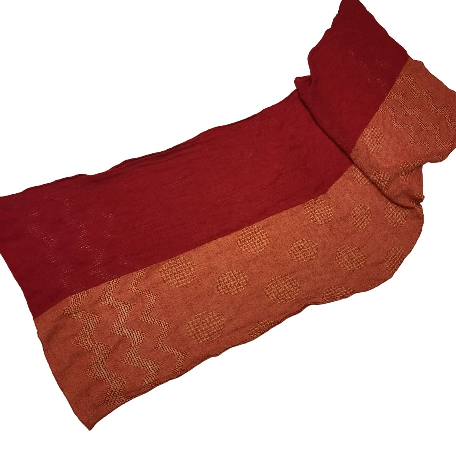 Orange Red Colorblock Rectangular Scarf Women's OS - image 1