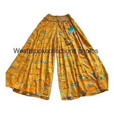 True Destinations Womens Wide Leg Flowy Palazzo Pants Tropical Beach Wear MEDIUM