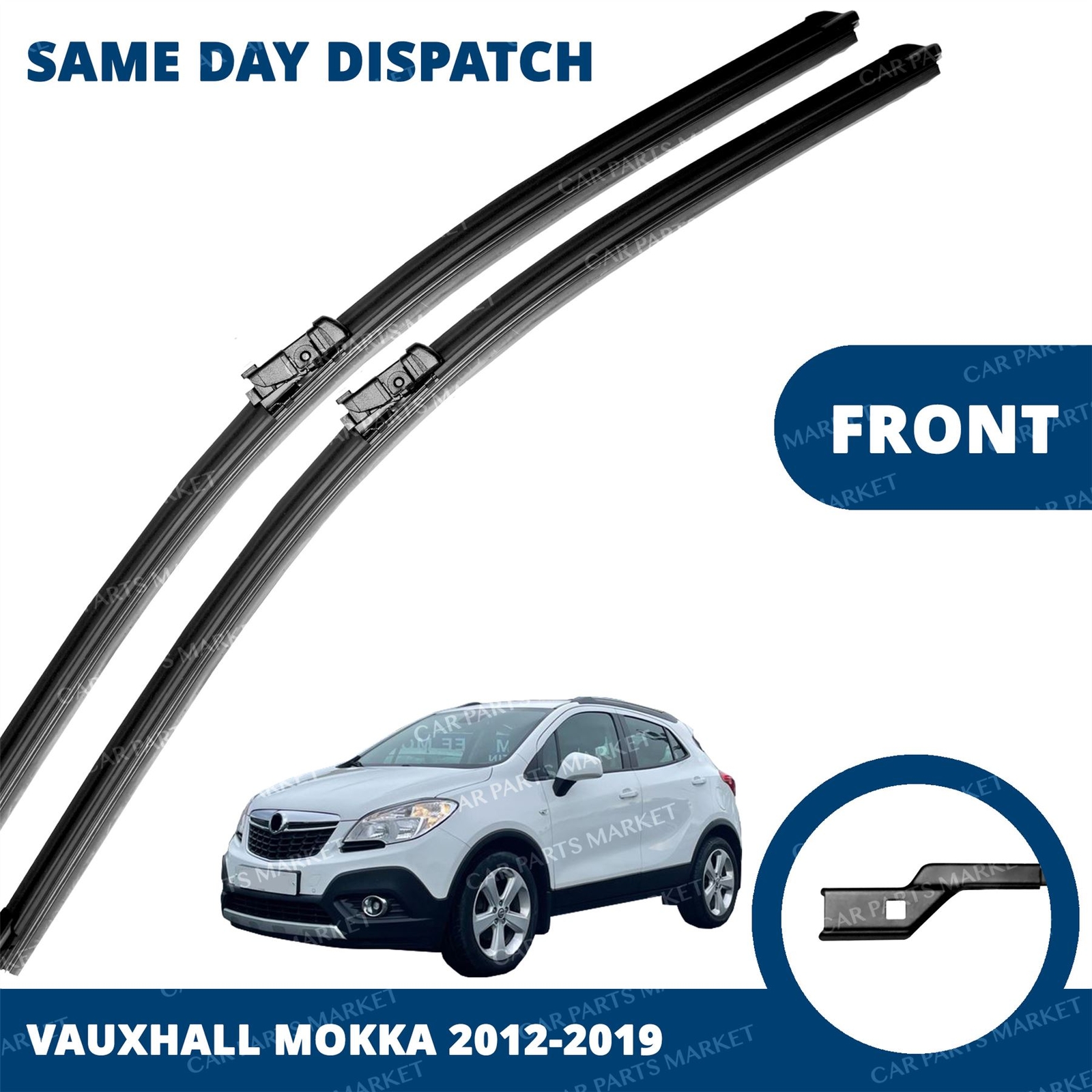 Front Windscreen 26" 14" Flat Aero Wiper Blades Pair for Vauxhall Mokka
