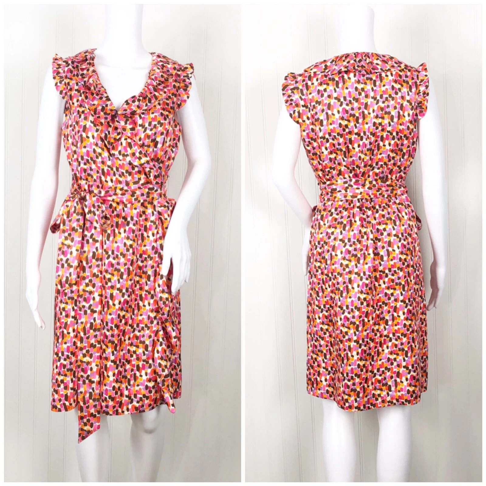 Abito donna Kate Spade Aubrey 100% seta avvolgente taglia 6