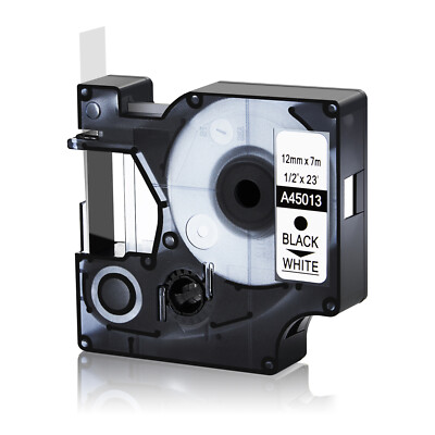 S0720530 1/2'' Black on White Label Tape for DYMO 45013 12mm LabelManager 280
