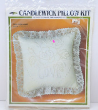 Candlewick Pillow Kit CW02 Rose Heart 14"x14" by MH Yarns New 1983 Vintage
