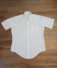 Mens Collared Button Front Short Sleeve Lightning Bolt Vintage 60s USA Made