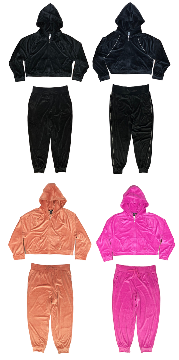VICTORIA'S SECRET ON POINT VELOUR FULL ZIP HOODIE TRACK PANT SET