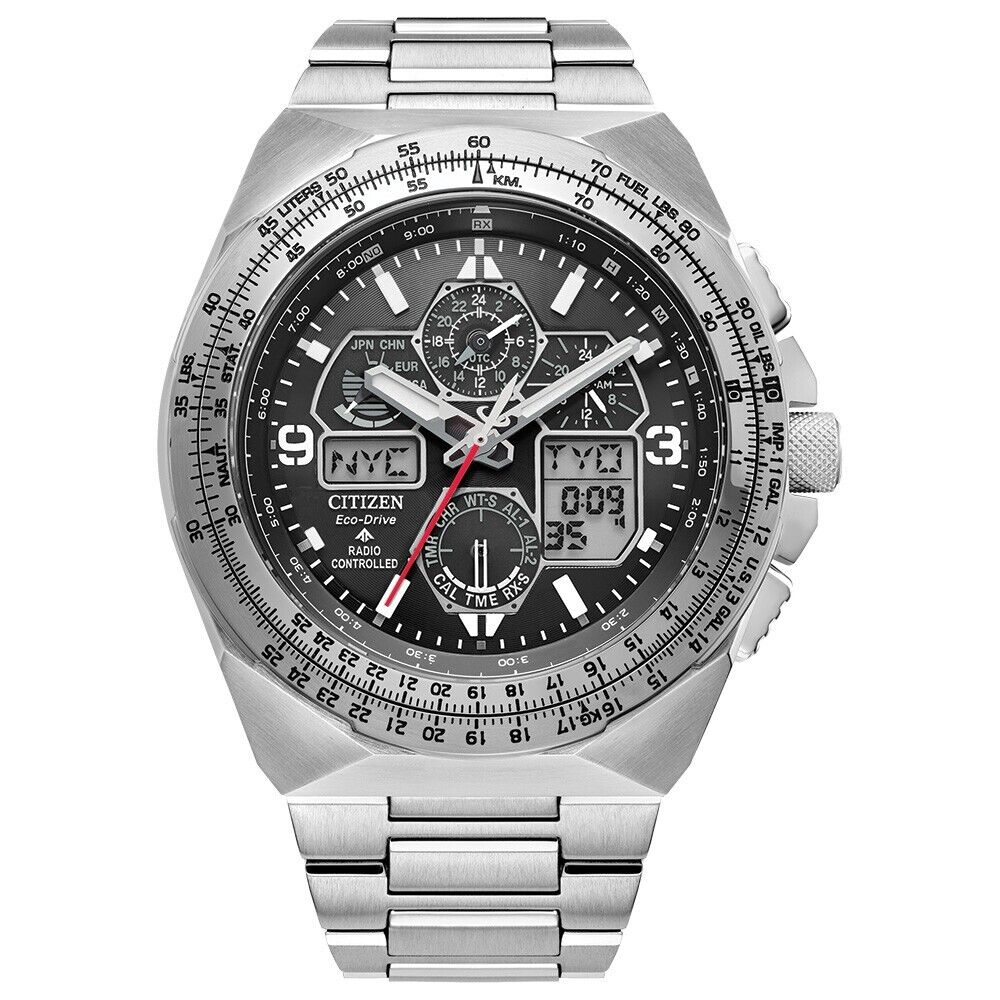 Citizen Men's Air Chronograph Calendar Eco-Drive Silver Citizen Men's Air Chronograph Calendar Eco-Drive Silver