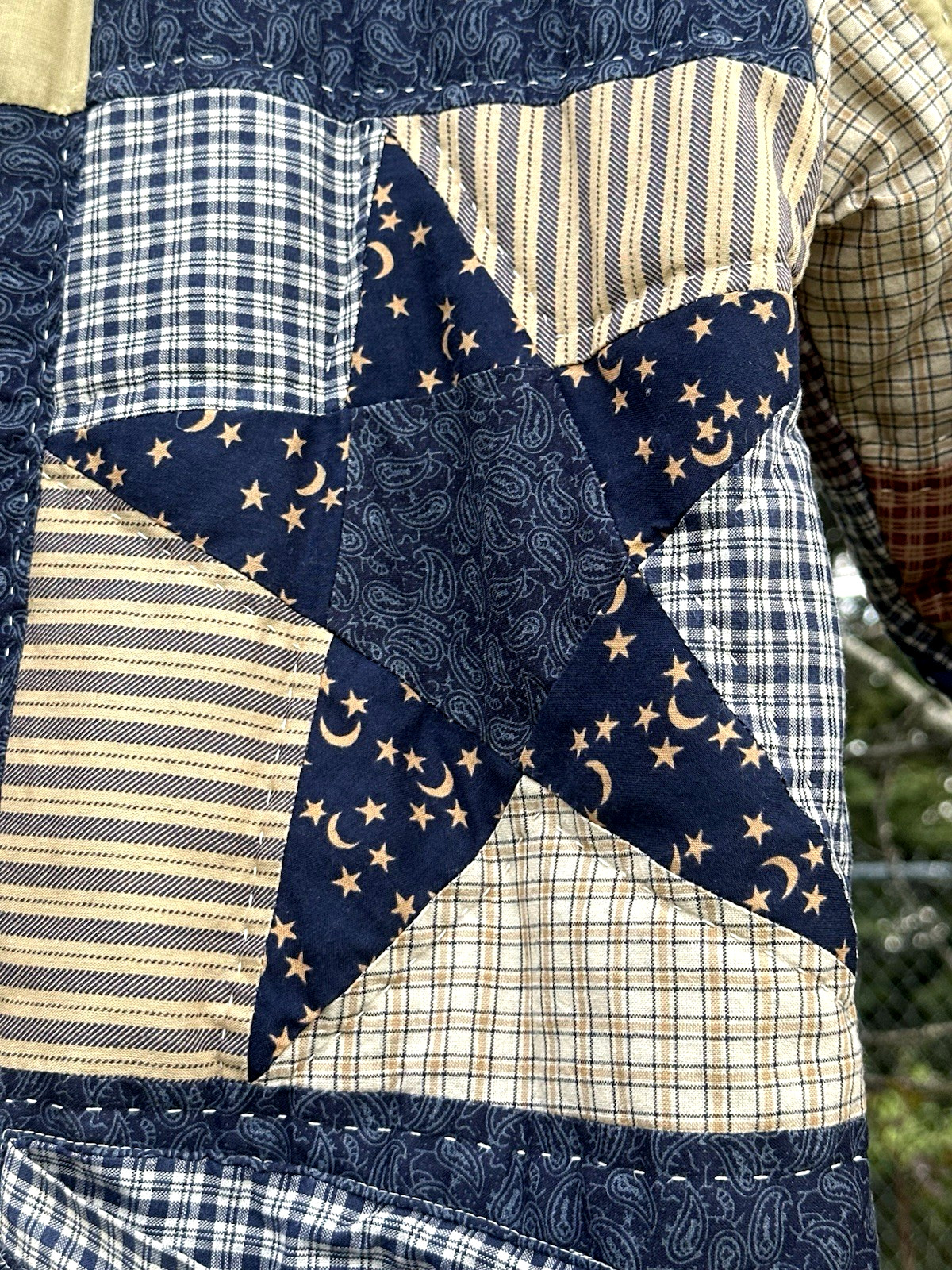 Patchwork Quilted Jacket Reversible Coastal Prepp… - image 10